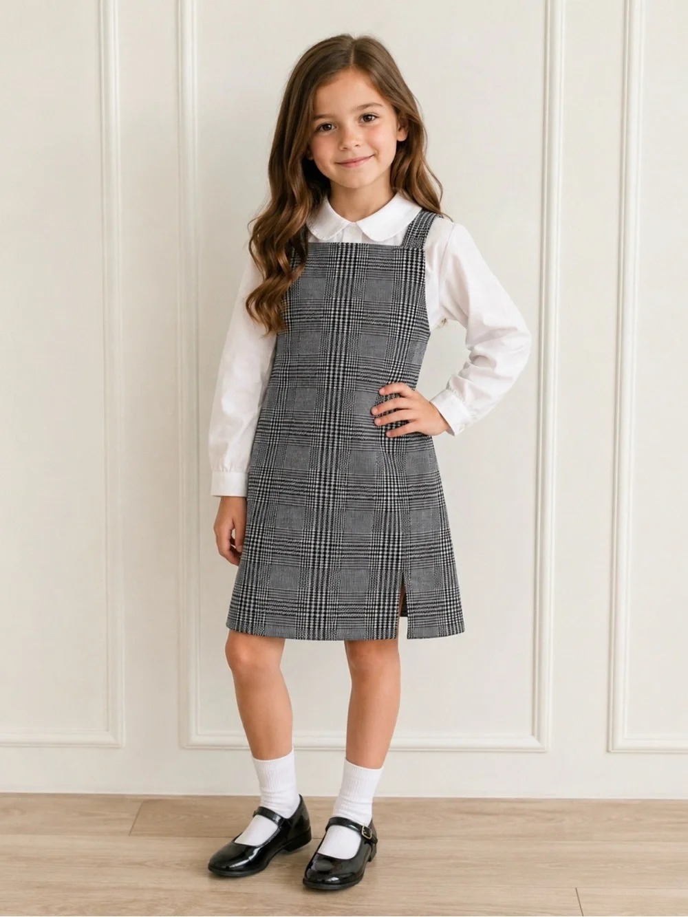 Popular 21 Girls Black & White Plaid Pinafore